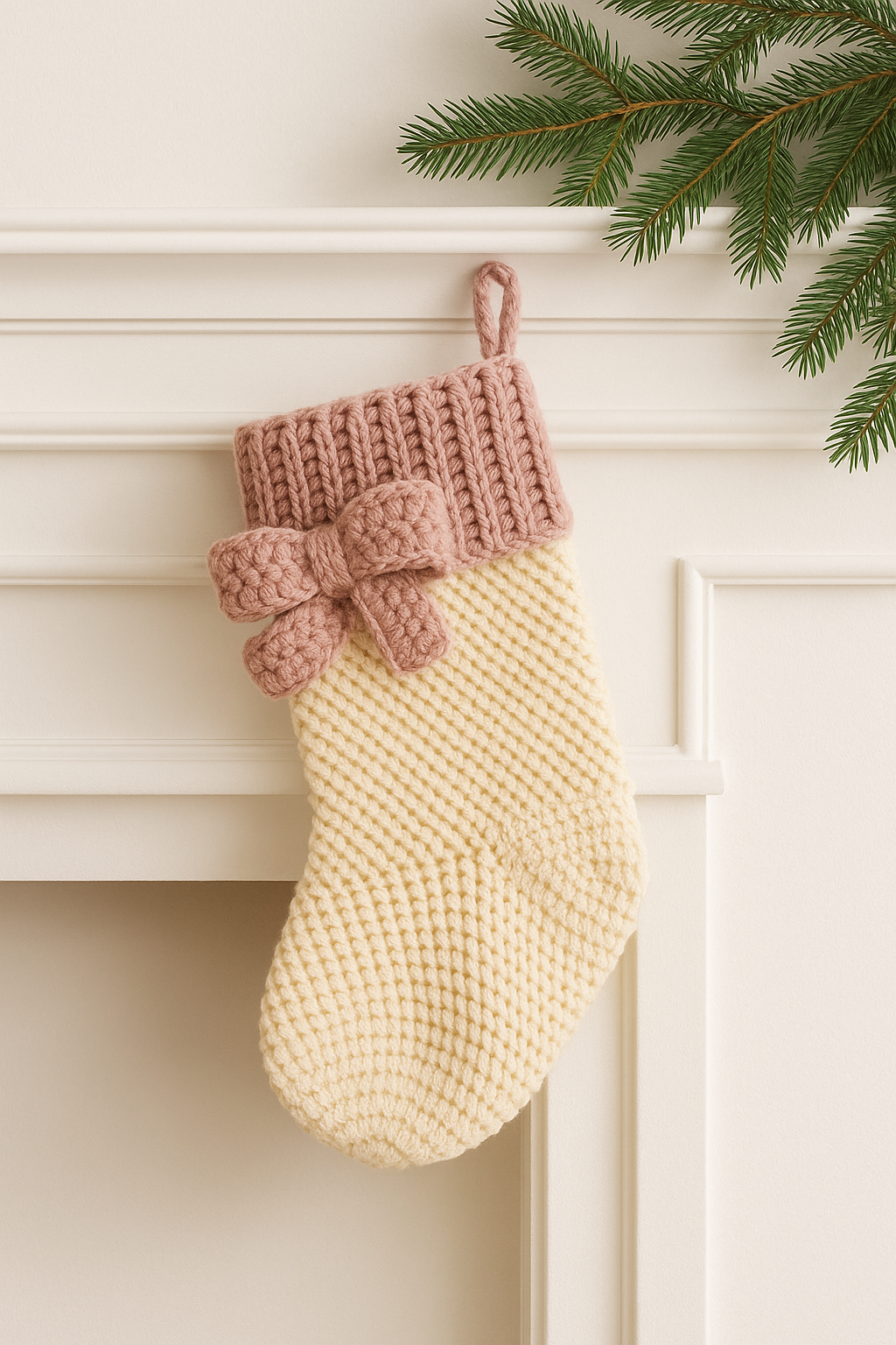 Crochet Farmhouse Christmas Stocking Pattern (Easy + Modern!)
