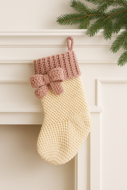 Crochet Farmhouse Christmas Stocking Pattern (Easy + Modern!)