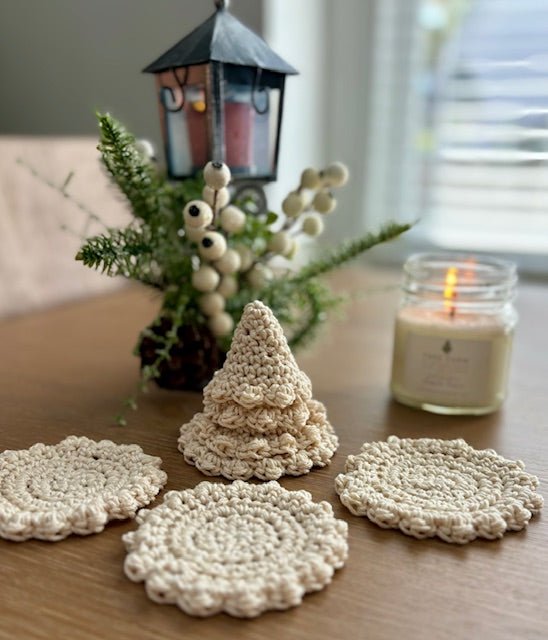 Tree Coaster Christmas Tree Coasters Crochet Pattern – Cloud 9 Knots Crochet Pattern ...