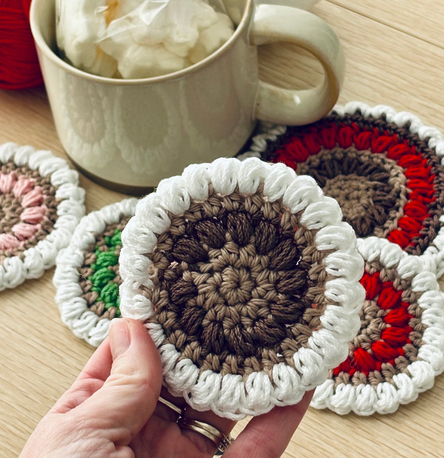Gingerbread Cookie Coaster Crochet Pattern