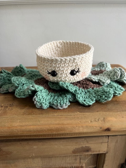 Succulent Plant Pot Coaster Set: Crochet pattern